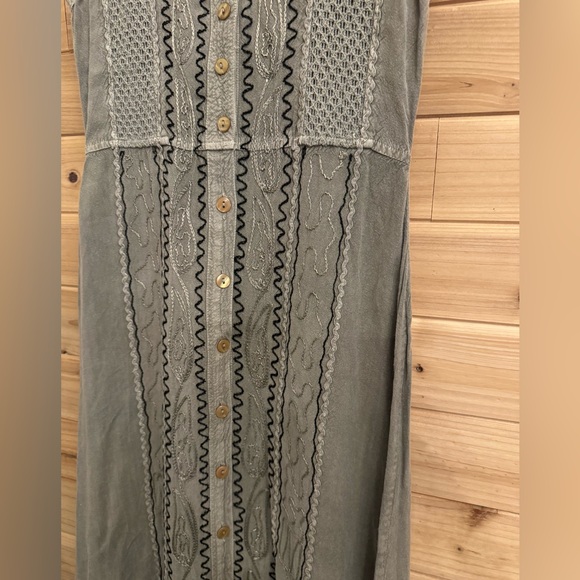 MPH Medium Rayon Lightweight Embroidered Button Front Bohemian Tank Maxi Dress - Picture 4 of 11